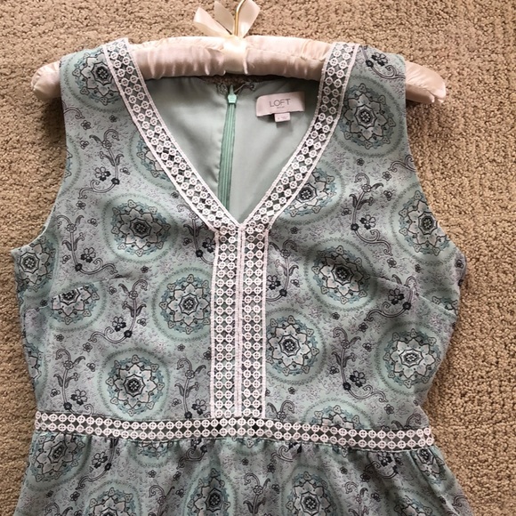 Loft sea green sleeveless dress with lace detail - Picture 6 of 16